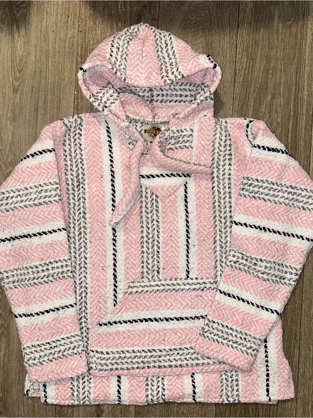 Handwoven Pink Baja Hoodie Sweatshirt - Unbranded